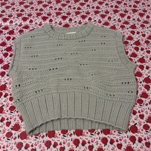MIRTH Grey 100% Baby Alpaca Knit Cropped Sweater Vest Made in Peru Size S/M c3